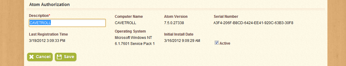 Atom Authorization (SET485)